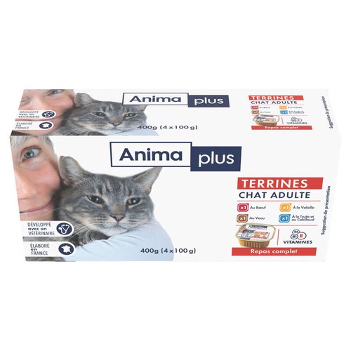 Casino Animplus Terrines Viandes & Poisson Chat Adulte 4x100g
