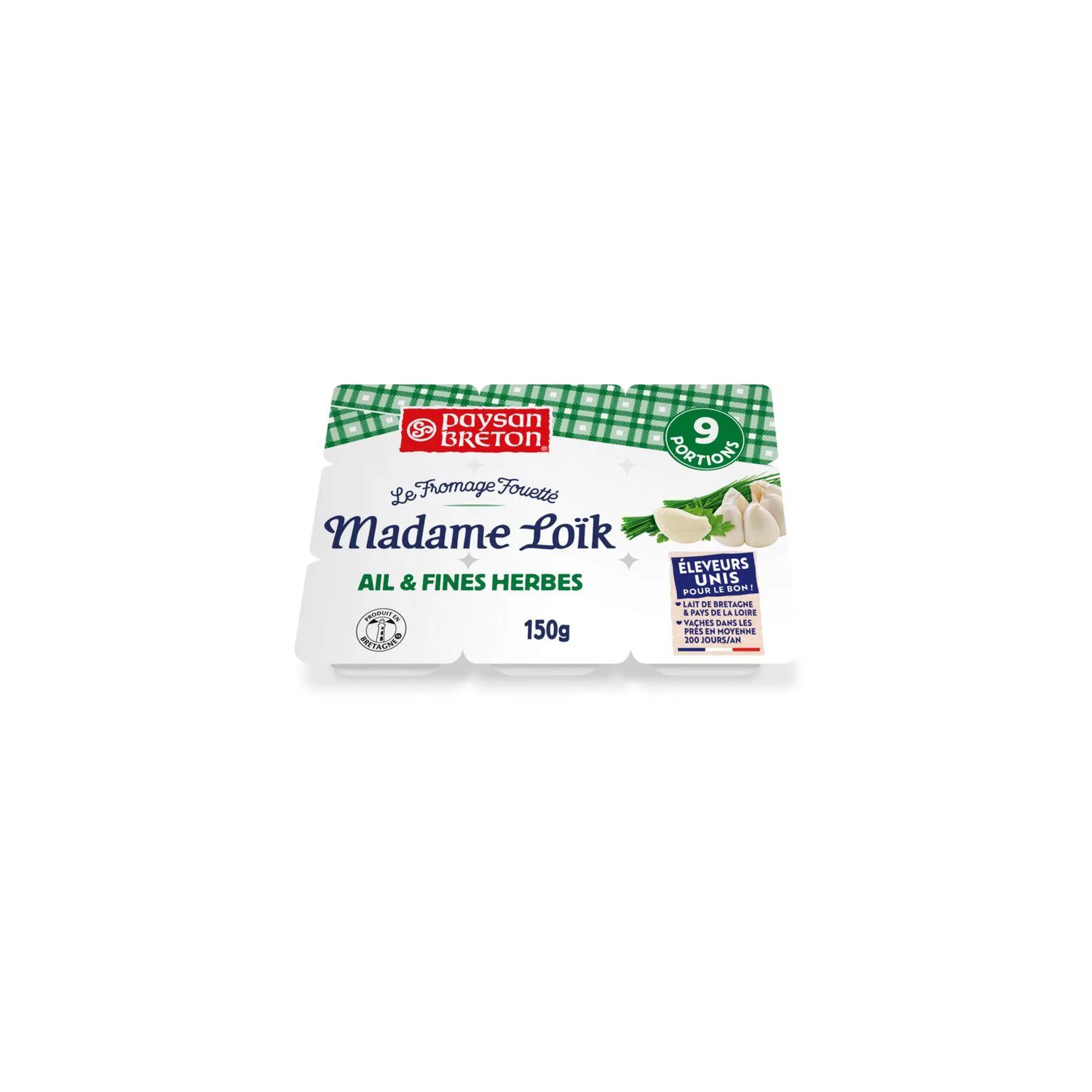 PAYSAN BRETON Fromage fouetté ail et fines herbes en portions