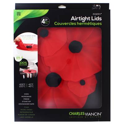 Charles Viancin Set de 4 couvercles coquelicot, 4 pièces