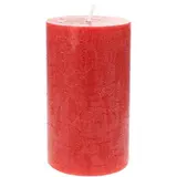 Ambiances Devineau Bougie cylindrique rustique coloré rouge or 70H120, 1 bougie