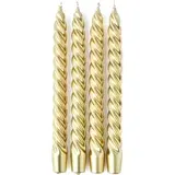 Ambiances Devineau Bougies flambeaux torsadées or en boite carton, 4 bougies