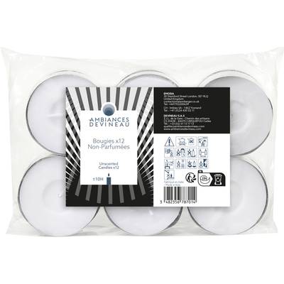 Ambiances Devineau Chauffe-plats Blanc Maxi, 12 bougies