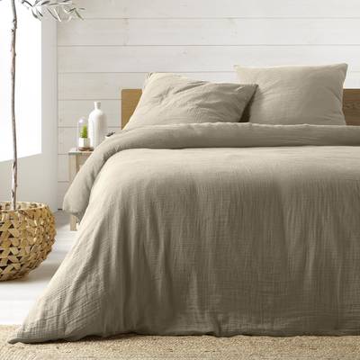 Douceur D Interieur Parure gaze sable, 260 x 240 cm 3 pièces