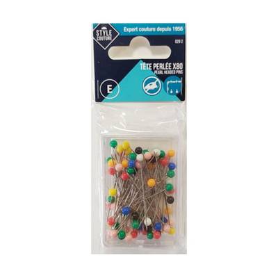 Style couture Epingle tête perlés de couleurs, 80 pièces