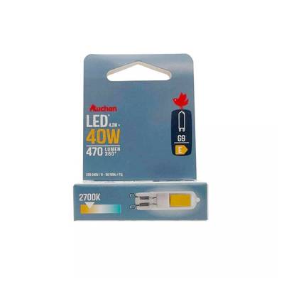 Auchan Ampoule Capsule G9 Blanc Chaud clair, G9  40W