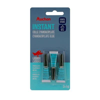 Auchan Colle cyanoacrylate liquide, 3x1g