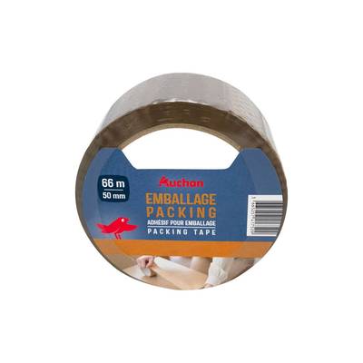 Auchan Ruban adhésif d'emballage marron, 66m x 50mm
