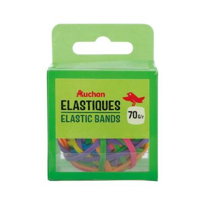 Auchan Boîte d'élastiques colorés, 70g