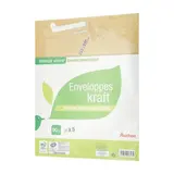 Auchan 5 Enveloppes kraft auto-adhésives, Dimensions 260x330mm