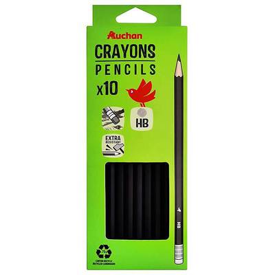 Auchan Crayons papier Graphite HB, 10 Crayons