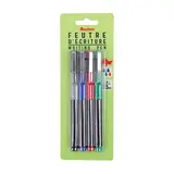 Auchan Lot de feutres d'écriture pointe fine 0.5mm, Lot de 4 stylos (Bleu, noir, rouge, vert)