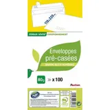 Auchan 100 Enveloppes précasées et auto-adhésives, Dimensions 110 x 220 mm Papier blanc 80g