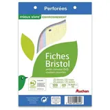 Auchan Fiches bristol perforées couleurs assorties A5 14,8x21cm, 100 fiches 205g/m²