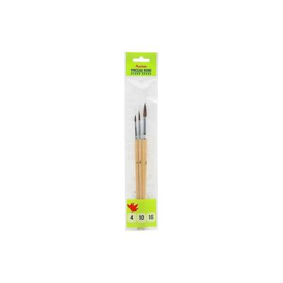 Auchan Lot de 3 pinceaux rond ( taille 4,10,16), 3 pinceaux