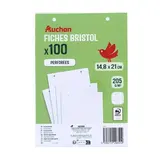 Auchan Bristol 14,8x21cm petits carreaux, Lot de 100 fiches
