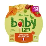 Auchan Baby Bio Spaghetti bolognaise Bio Assiette bébé dès 12 mois, 230g