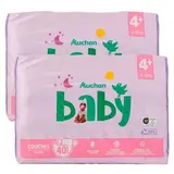Auchan Baby Couches taille 4+ (9-20kg), Lot de 2x40 couches