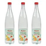 Auchan Eau minérale pétillante saveur agrumes sans sucres, Lot de 3x1L