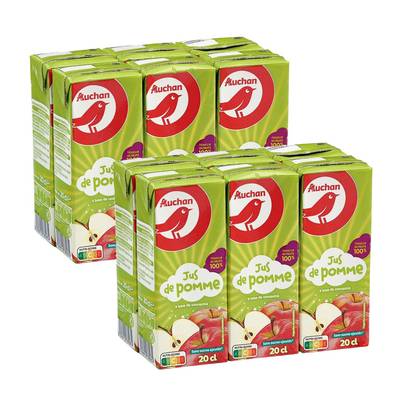 Auchan Jus de pomme à base de concentré, Lot de 2 - 6x20cl