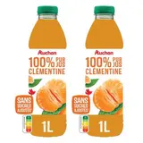 Auchan Pur jus de clémentine sans sucres ajoutés, Lot de 2x1L
