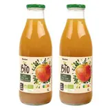 Auchan BIO Pur jus de pomme trouble bio sans sucres ajoutés, Lot de 2x1L