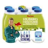 Auchan Solidaires Lait demi-écrémé UHT, 6x50cl