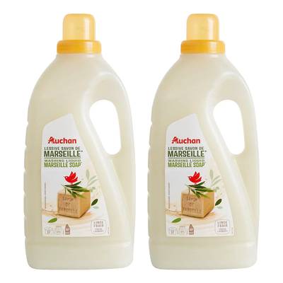 Auchan Lessive liquide Savon de Marseille, Lot de 2x2L