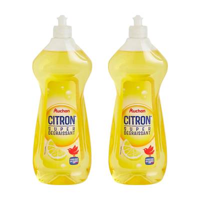 Auchan Liquide vaisselle super dégraissant au citron, Lot de 2x750ml