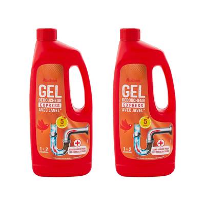 Auchan Gel déboucheur express avec javel, Lot de 2x1L