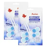 Auchan Bloc WC 4en1 power fraîcheur marine, Lot de 2x2 blocs wc