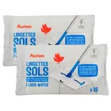 Auchan Lingettes nettoyantes sols, Lot de 2x15 lingettes