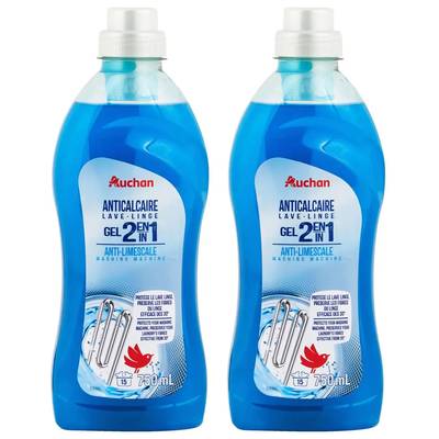 Auchan Gel anticalcaire lave-linge, Lot de 2x750ml