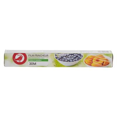 Auchan Film alimentaire fraîcheur réfrigérateur et micro-ondes 30m, 1 rouleau