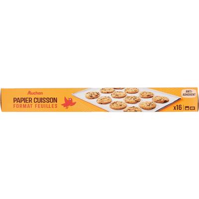 Auchan Papier cuisson en feuilles non adhérent, 16 feuilles