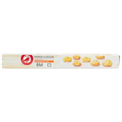 Auchan Papier cuisson non adhérent et large 8m, 1 rouleau