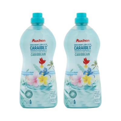 Auchan Adoucissant liquide concentré Caraïbes, Lot de 2x1,5L