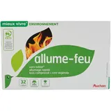 Auchan Mieux Vivre Allume-feu au bois compressé et cire végétale, 32 cubes