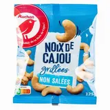 Auchan Noix de cajou grillées sans sel ajouté, 125g