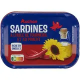 Auchan Sardine à l'huile de tournesol et au piment en conserve, 95g