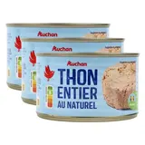Auchan Thon listao au naturel en conserve, Lot de 3x280g