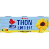 Auchan Thon entier à l'huile de tournesol en conserve, 3x52g