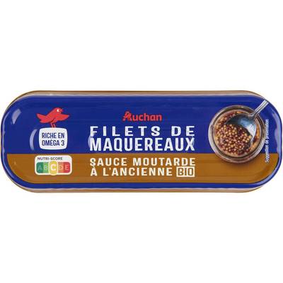 Auchan Filets de maquereaux à la moutarde à l'ancienne bio, 85g