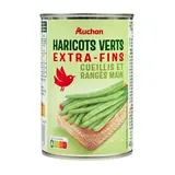 Auchan Haricots verts extra-fins cueillis et rangés main en conserve, 400g