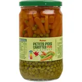 Auchan Petits pois carottes extra fins à l'étuvée en bocal, 420g