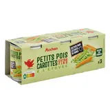 Auchan Petits pois carottes extra-fins à l'étuvée en conserve, 3x130g