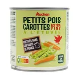 Auchan Petits pois carottes extra-fins à l'étuvée en conserve, 265g