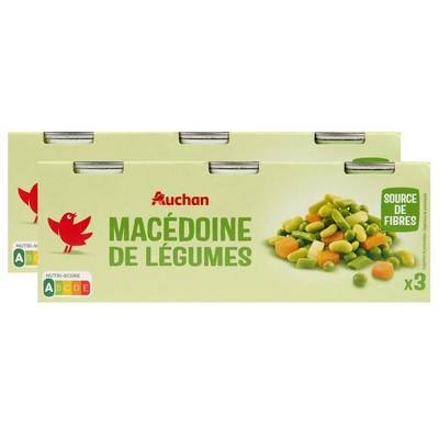 Auchan Macédoine de légumes, Lot de 2 - 3x130g