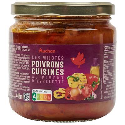 Auchan Poivrons cuisinés au piment d'Espelette, 375g