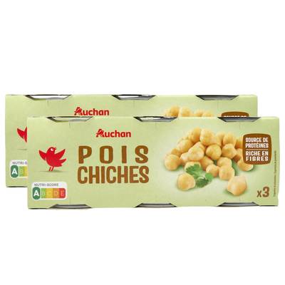 Auchan Pois chiches, Lot de 2 - 3x130g