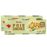 Auchan Pois chiches en conserve, Lot de 2x3x130g